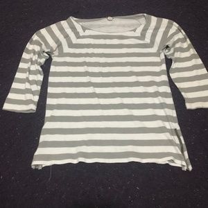 J. Crew Striped Crew Neck Top w/ Zipper Detailing